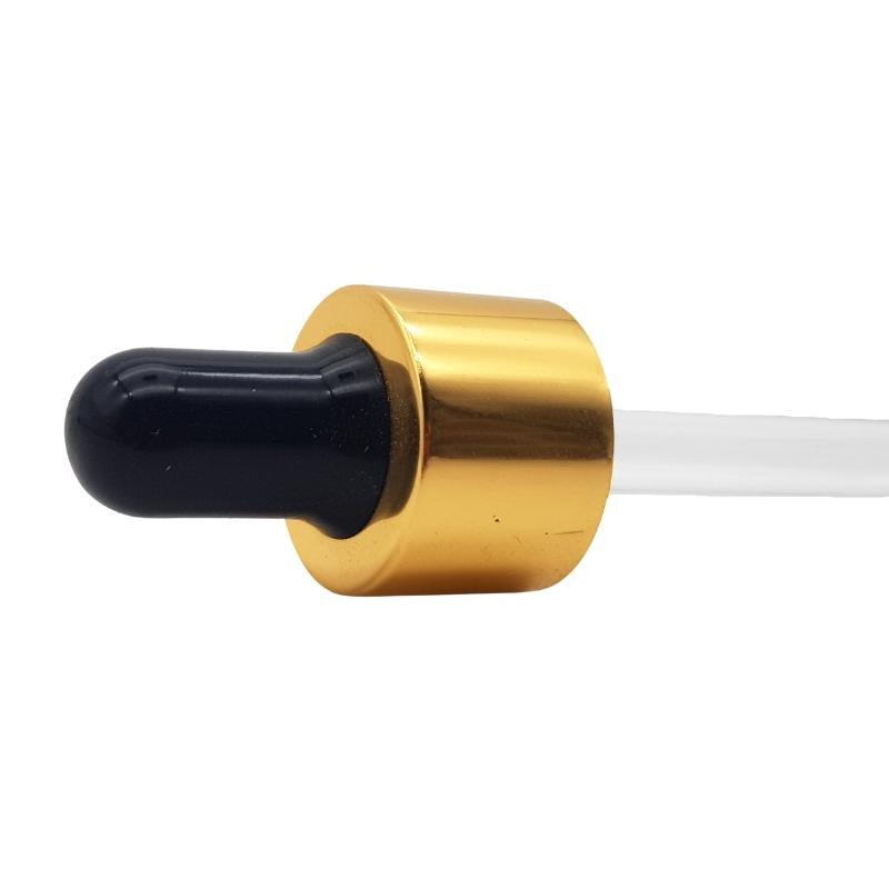 Pipette - Black & Gold Collar for Aromatherapy Bottle (Amber) 10ml (18/62) - Single (1 Unit) - Bottles & Jars