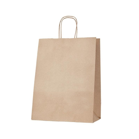 90gsm Large Kraft Gusseted Bag with Paper Twist Handles