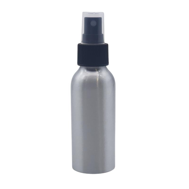 100ml Silver Aluminium Bottle with LDPE Atomiser Spray - Black (24/410)