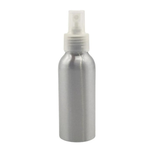 100ml Silver Aluminium Bottle with LDPE Atomiser Spray - Natural (24/410)
