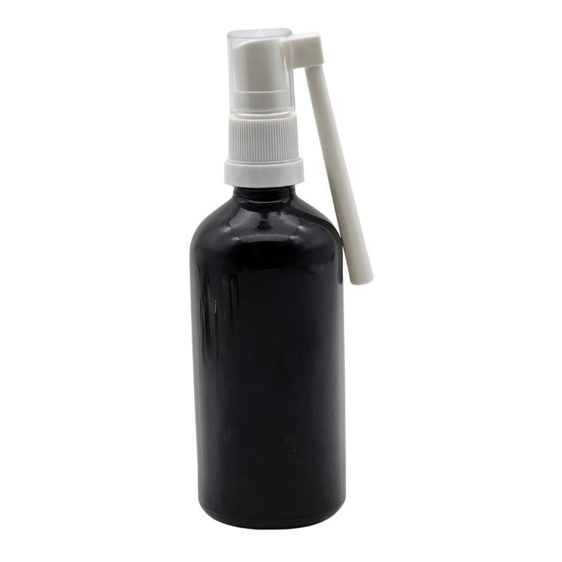 100ml Black Glass Aromatherapy Bottle with Throat Sprayer (18/65)