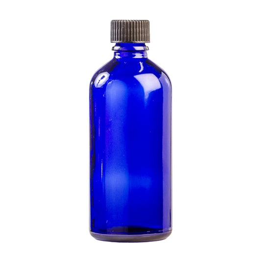 100ml Blue Glass Aromatherapy Bottle with Screw Cap - Black (18/410)