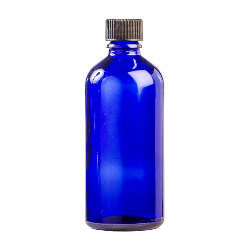 50ml Blue Glass Aromatherapy Bottle with Screw Cap - Black (18/410)