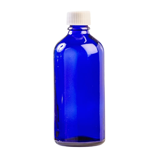 100ml Blue Glass Aromatherapy Bottle with Screw Cap - White (18/410)