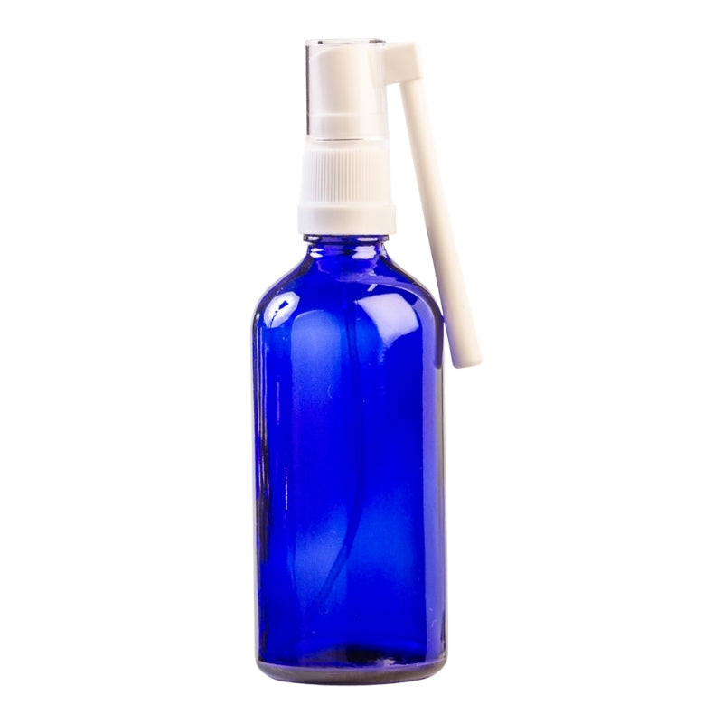 100ml Blue Glass Aromatherapy Bottle with Throat Sprayer (18/65)