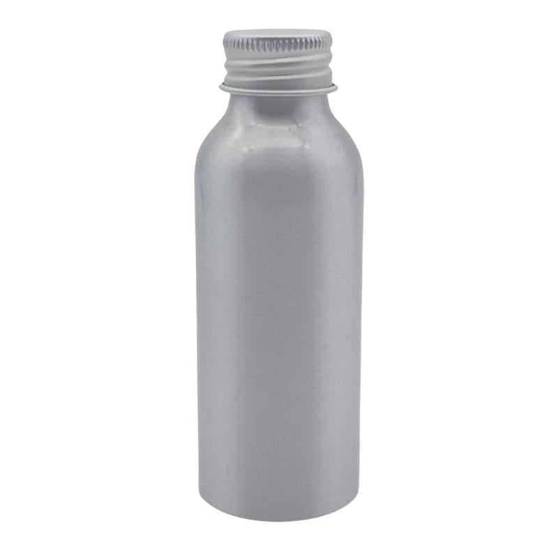 100ml Silver Aluminium Bottle with Aluminium Screw Cap - Silver (24/410)