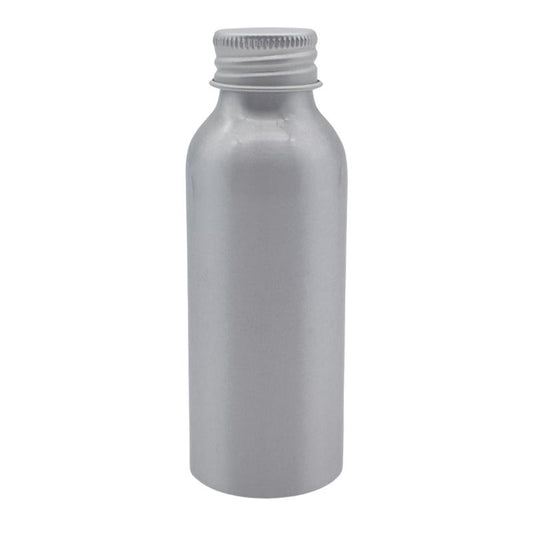 100ml Silver Aluminium Bottle with Aluminium Screw Cap - Silver (24/410)