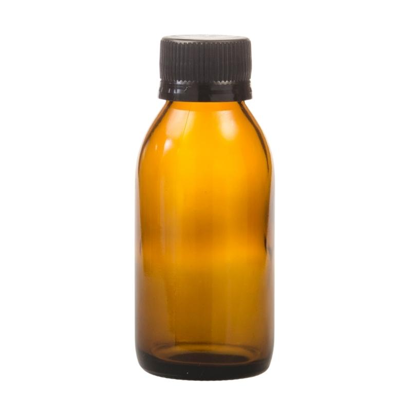 100ml Amber Glass Generic Bottle with Tamper Proof Cap - Black (28/410)