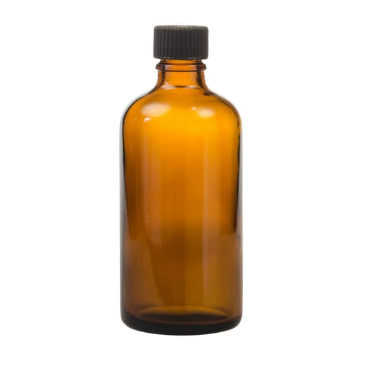 100ml Amber Glass Aromatherapy Bottle with Screw Cap - Black (18/410)