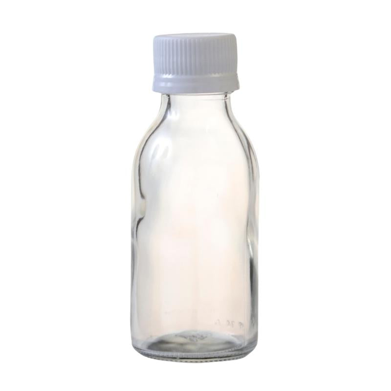 100ml Clear Glass Generic Bottle with Tamper Proof Cap - White (28/410)