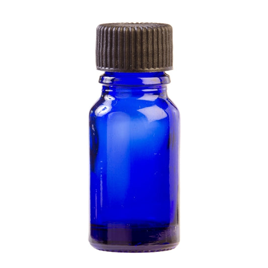10ml Blue Glass Aromatherapy Bottle with Screw Cap - Black (18/410)