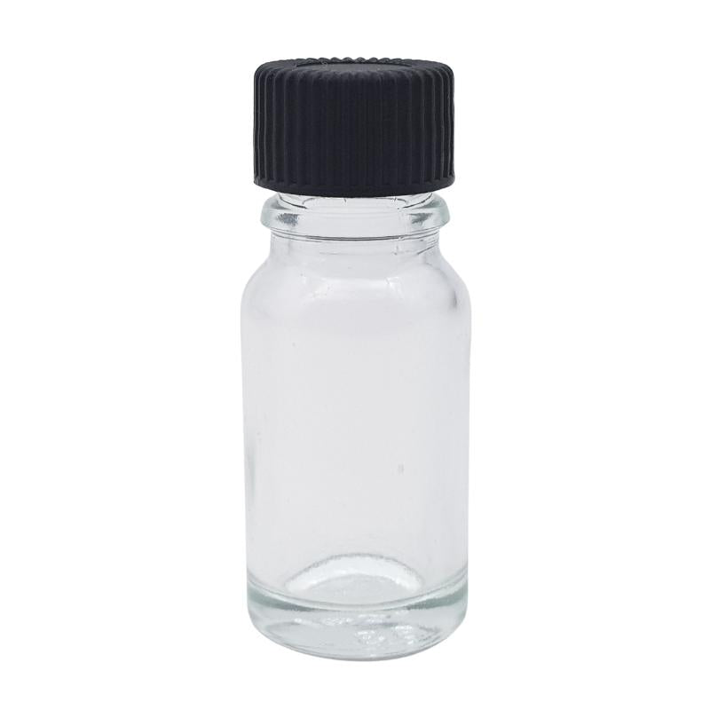 10ml Clear Glass Aromatherapy Bottle with Screw Cap - Black (18/410)