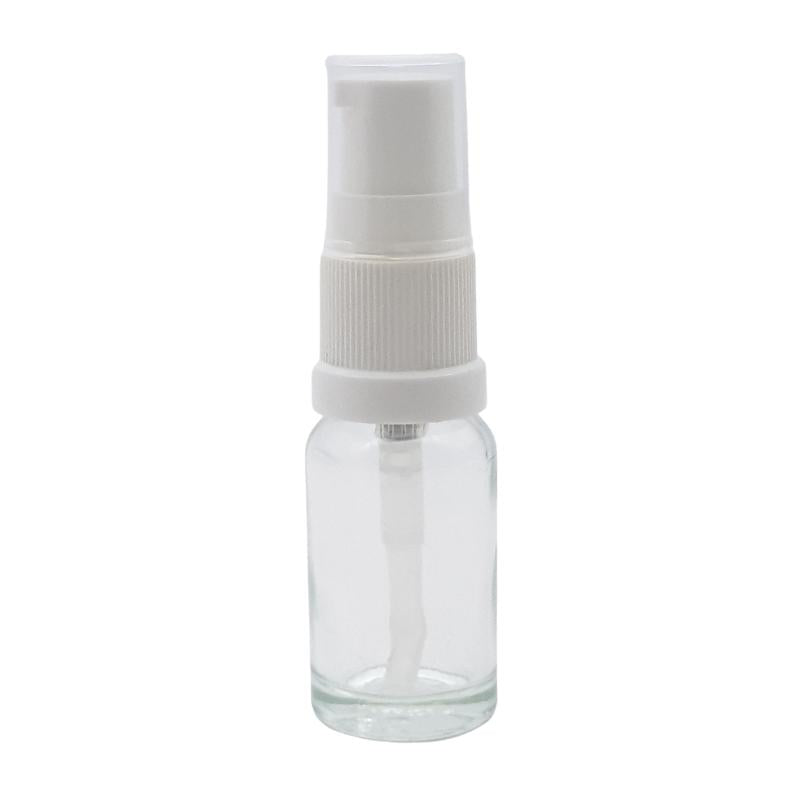 10ml Clear Glass Aromatherapy Bottle with Serum Pump - White (18/410)