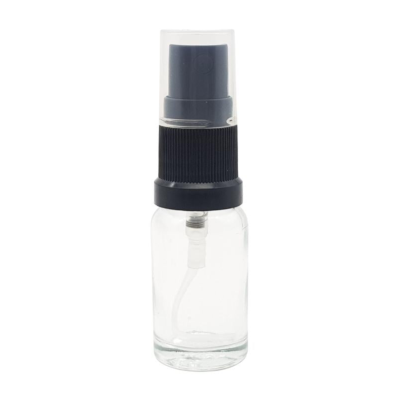 10ml Clear Glass Aromatherapy Bottle with Spritzer - Black (18/410)
