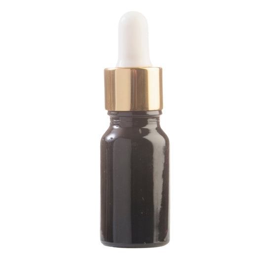 10ml Black Glass Aromatherapy Bottle with Pipette - White & Gold Collar (18/60)