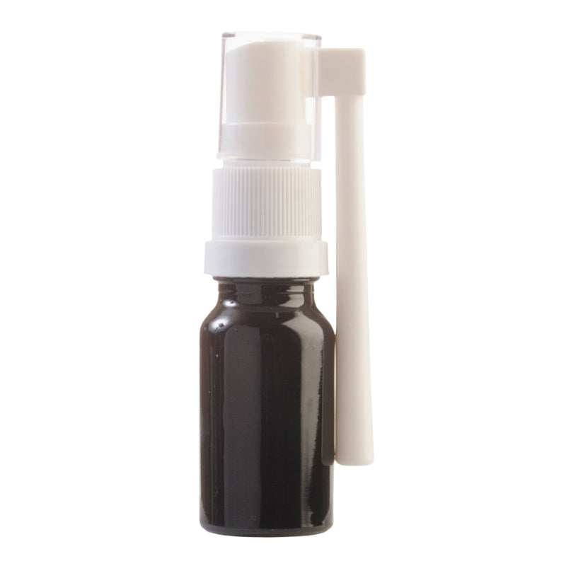 10ml Black Glass Aromatherapy Bottle with Throat Sprayer (18/65)