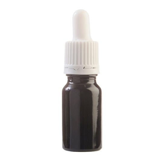 10ml Black Glass Aromatherapy Bottle with Pipette - White (18/60)