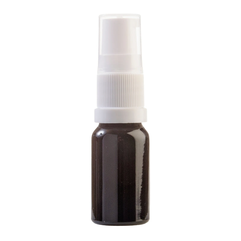 10ml Black Glass Aromatherapy Bottle with Serum Pump - White (18/410)