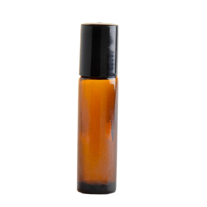 5ml Amberised Glass Roll On Bottle with Black Cap & Glass Ball