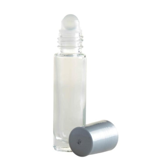 10ml Clear Glass Roll On Bottle with Silver Cap & Glass Ball