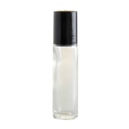 10ml Clear Glass Roll On Bottle with Black Cap & Metal Ball