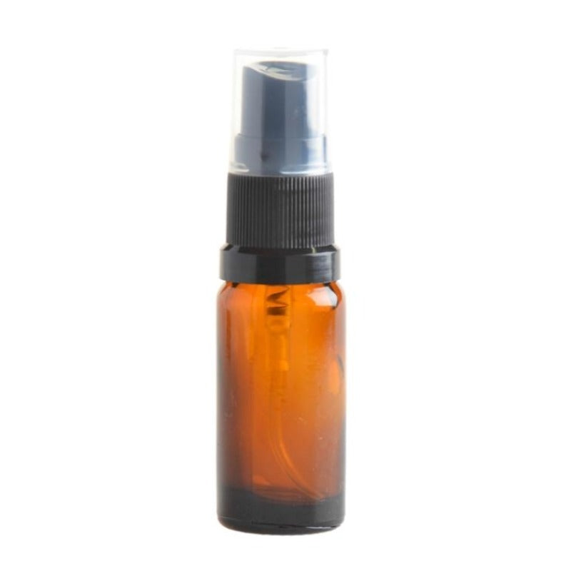 10ml Amber Glass Aromatherapy Bottle with Spritzer - Black (18/410) - Essentially Natural