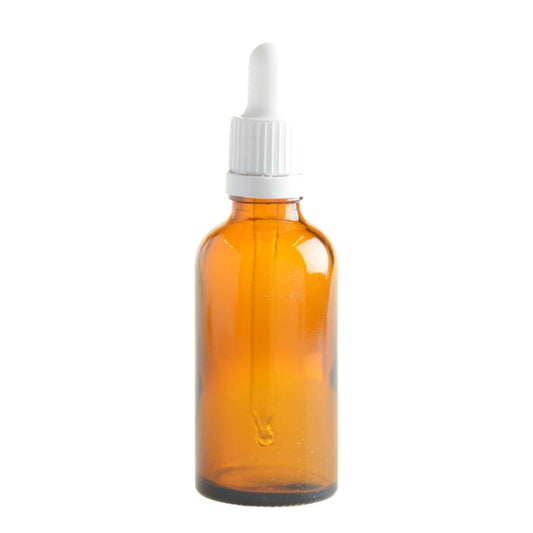100ml Amber Glass Aromatherapy Bottle with Pipette - White (18/110) - Essentially Natural