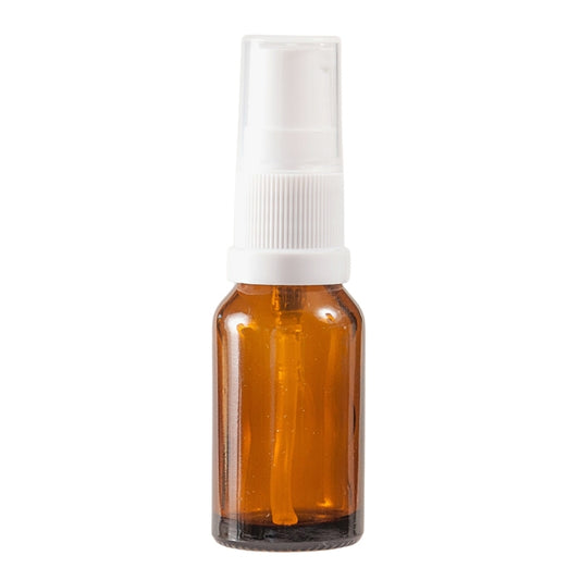 15ml Amber Glass Aromatherapy Bottle with Serum Pump - White (18/410)