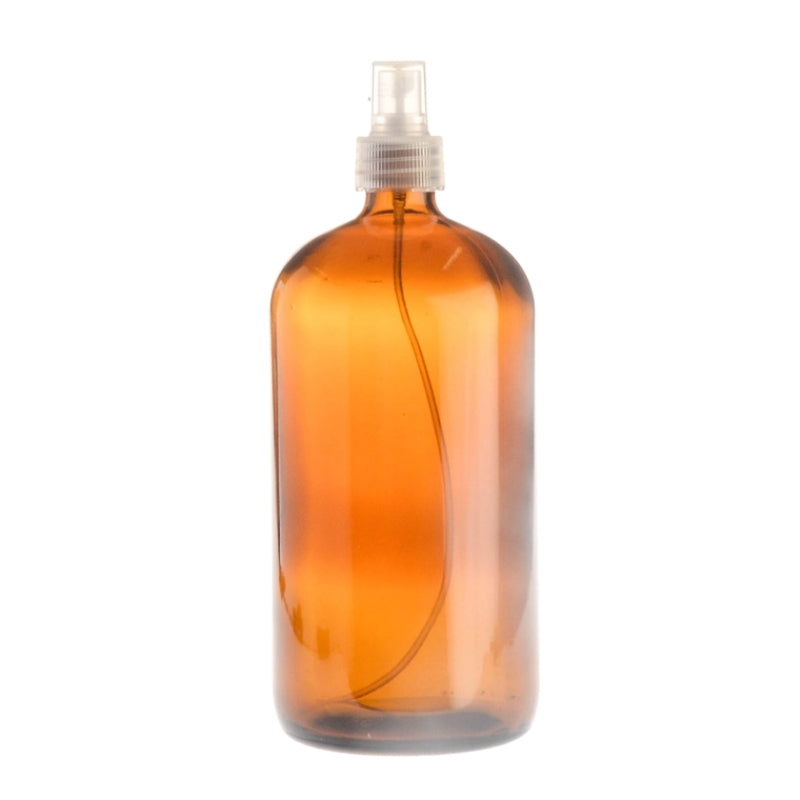 1 Litre Amber Glass Medical Round Bottle with Atomiser Spray - Natural (28/410)