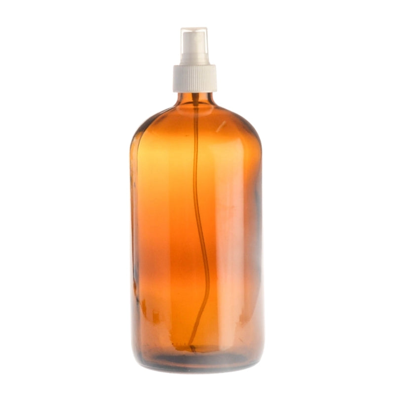 1 Litre Amber Glass Medical Round Bottle with Atomiser Spray - White (28/410)