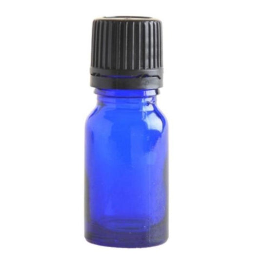 10ml Blue Glass Aromatherapy Bottle with Dropper Cap - Black - Essentially Natural