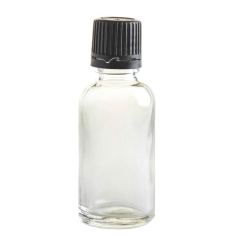30ml Clear Glass Aromatherapy Bottle with Dropper Cap - Black - Essentially Natural