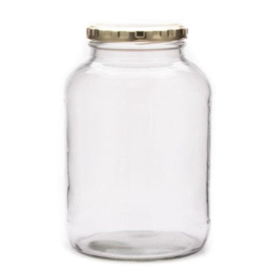 1 Litre Clear Glass Catering Jar with Gold Metal Lid (82mm Twist)