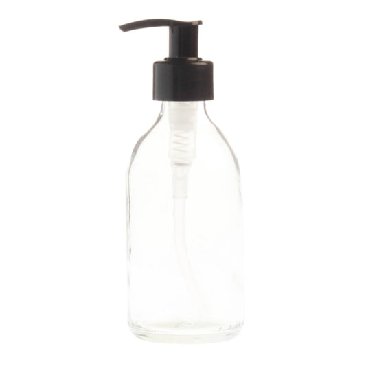 200ml Clear Glass Generic Bottle with Pump Dispenser - Black (28/410)