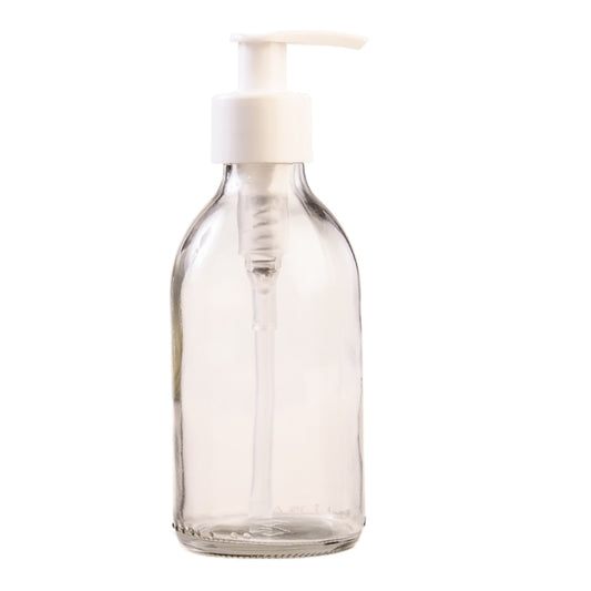 200ml Clear Glass Generic Bottle with Pump Dispenser - White (28/410)