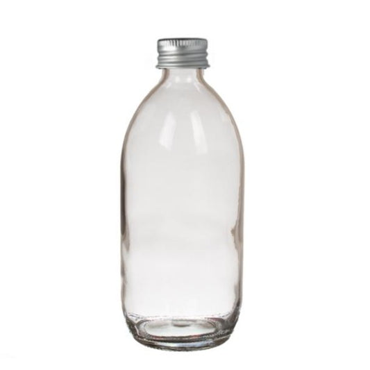 200ml Clear Glass Generic Bottle with Aluminium Screw Cap - Silver (28/410) - Essentially Natural