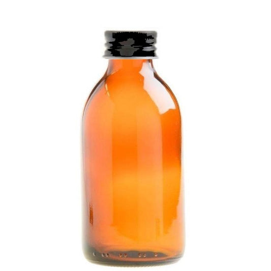 200ml Amber Glass Generic Bottle with Aluminium Screw Cap - Black (28/410)
