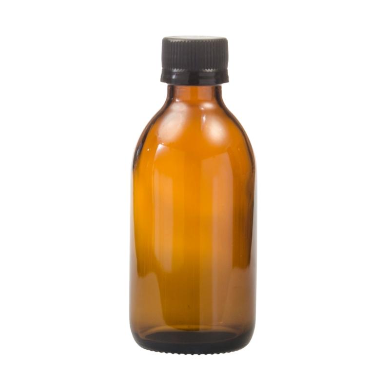 200ml Amber Glass Generic Bottle with Tamper Proof Cap - Black (28/410)