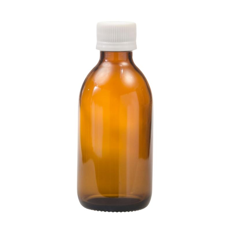 200ml Amber Glass Generic Bottle with Tamper Proof Cap - White (28/410)