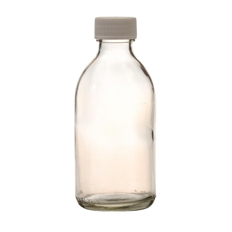 200ml Clear Glass Generic Bottle with Screw Cap - White (28/410)