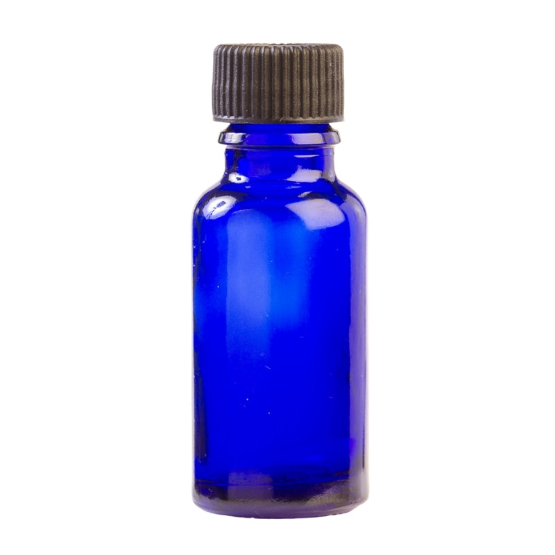 20ml Blue Glass Aromatherapy Bottle with Screw Cap - Black (18/410)