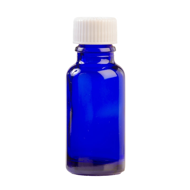 20ml Blue Glass Aromatherapy Bottle with Screw Cap - White (18/410)