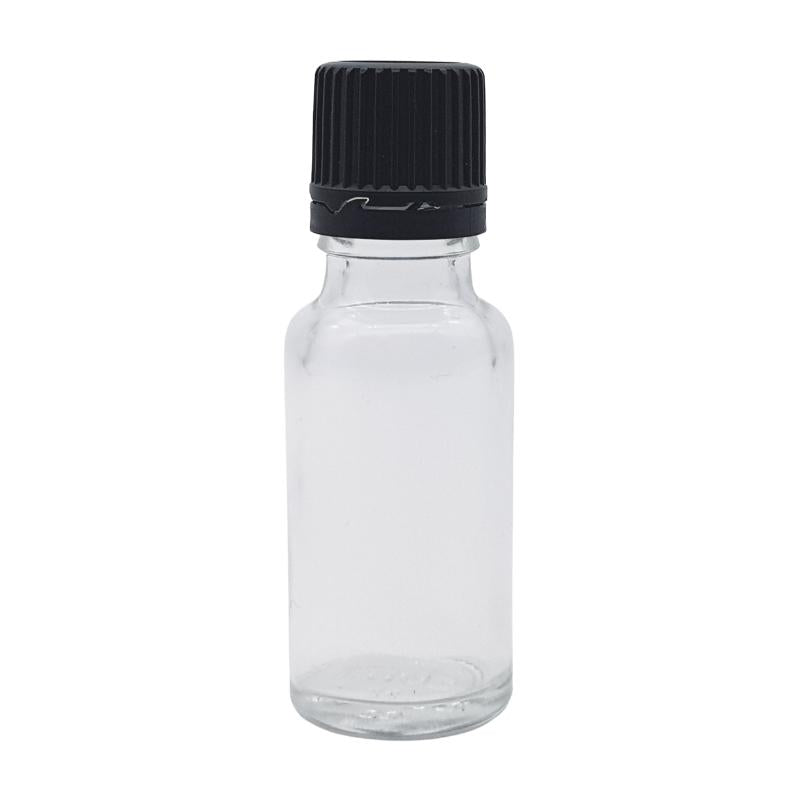 20ml Clear Glass Aromatherapy Bottle with Dropper Cap - Black