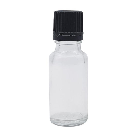 20ml Clear Glass Bottle with Fast Flow Dropper Cap - Black