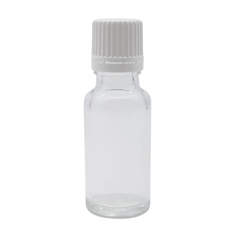 20ml Clear Glass Aromatherapy Bottle with Dropper Cap - White