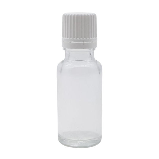 20ml Clear Glass Bottle with Fast Flow Dropper Cap - White