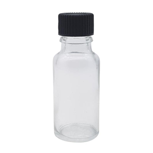 20ml Clear Glass Aromatherapy Bottle with Screw Cap - Black (18/410)
