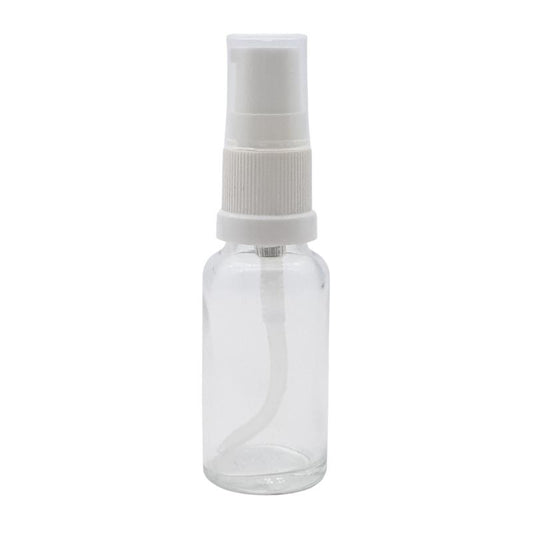 20ml Clear Glass Aromatherapy Bottle with Serum Pump - White (18/410)