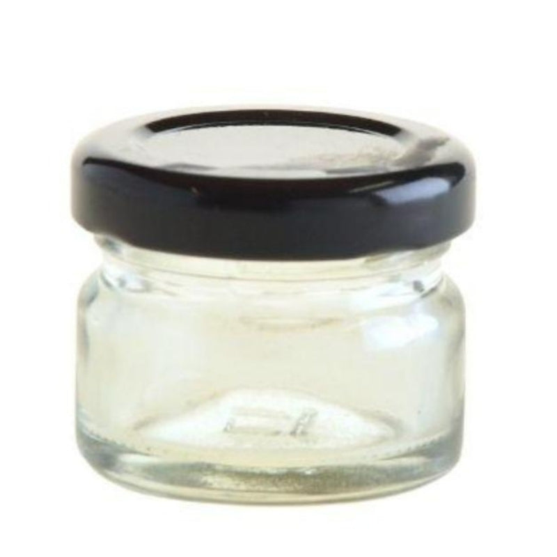 28ml Clear Glass Jar with Black Metal Lid (43mm Twist)