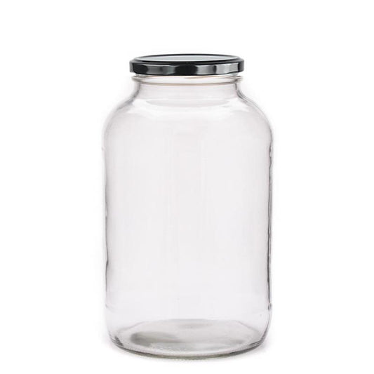 2 Litre Clear Glass Catering Jar with Black Metal Lid (82mm Twist)